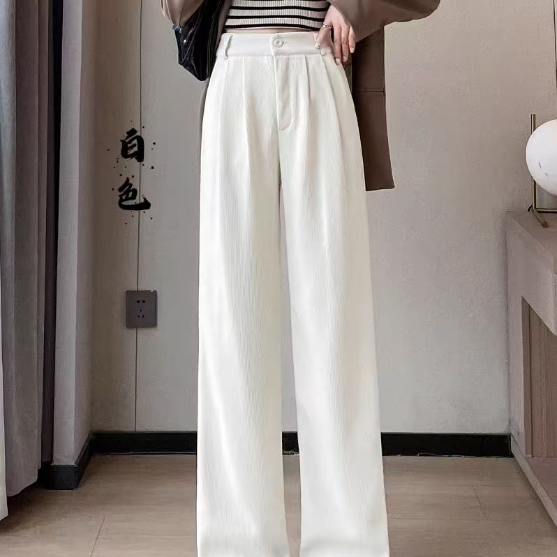 1-020-1129 阔腿裤韩系新品高腰显瘦加绒休闲裤 