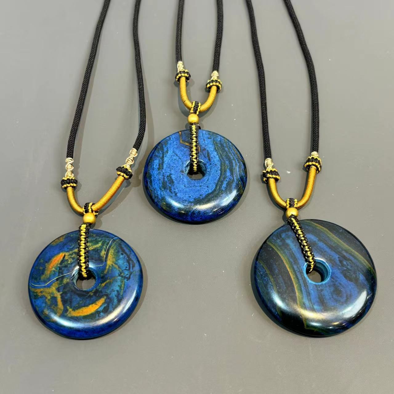 y2182-复古国风款DIY星际蓝玛瑙平安扣-多样性只发一件