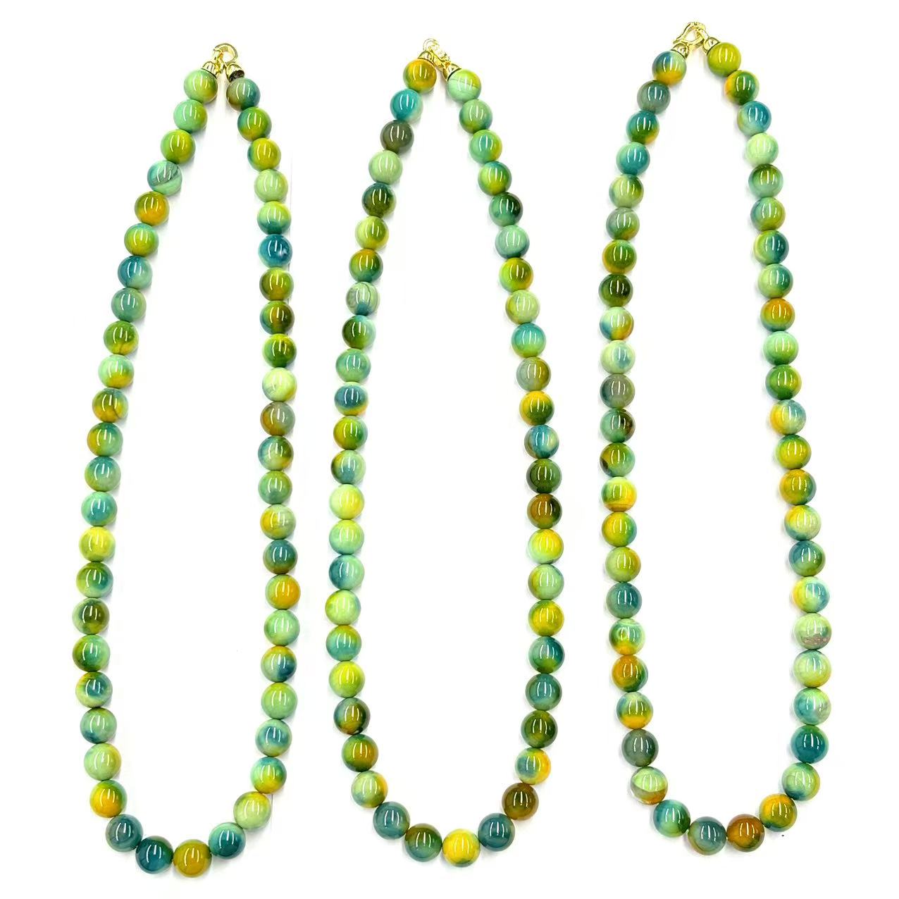 x674-民族风设计款甘文草玛瑙圆珠项链-多样性只发一件