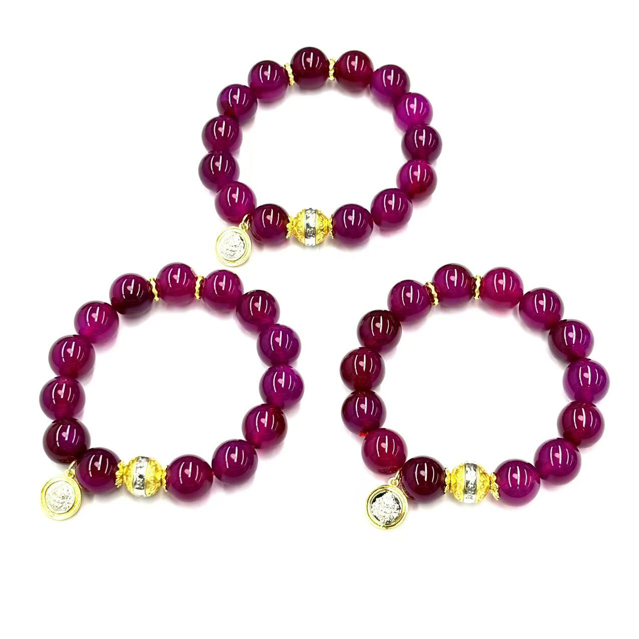 s1066-复古设计红幽灵玛瑙手串-多样性只发一件合金