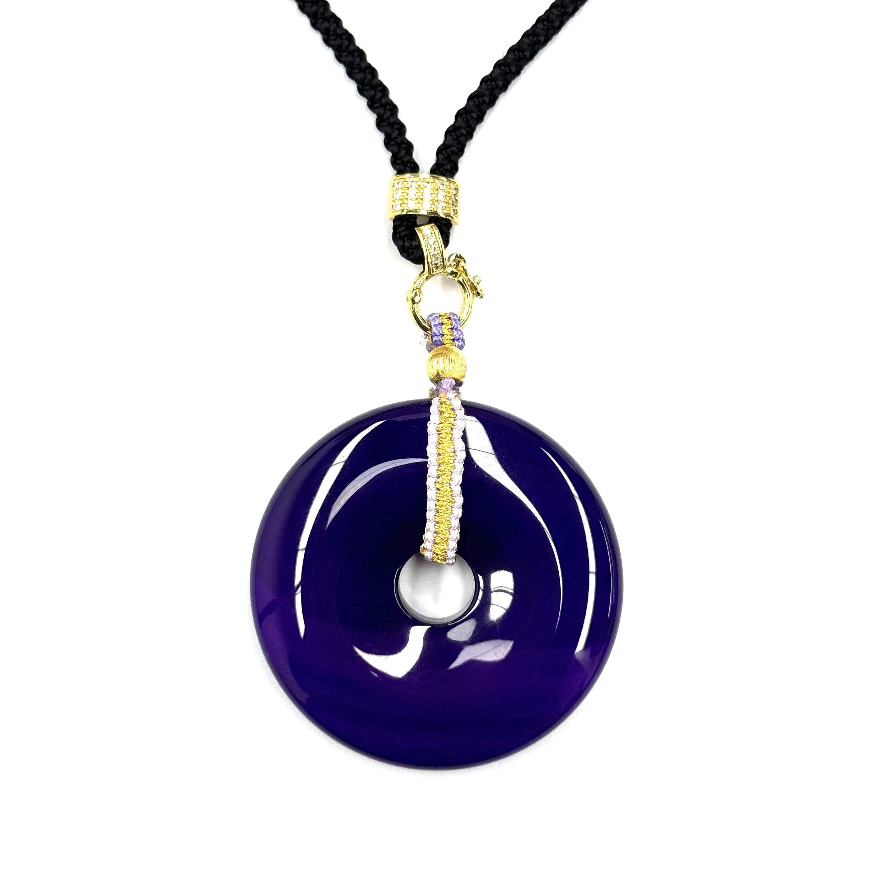 【符老板】y2102-国风紫俱来玛瑙平安扣-赠礼盒-多样性只发一件