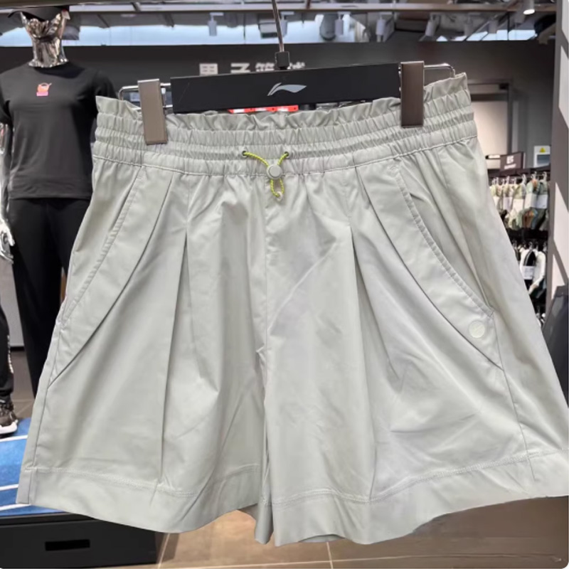 李宁女子运动短裤2024夏季健身系列宽松透气简约短裤AKSU552-B品