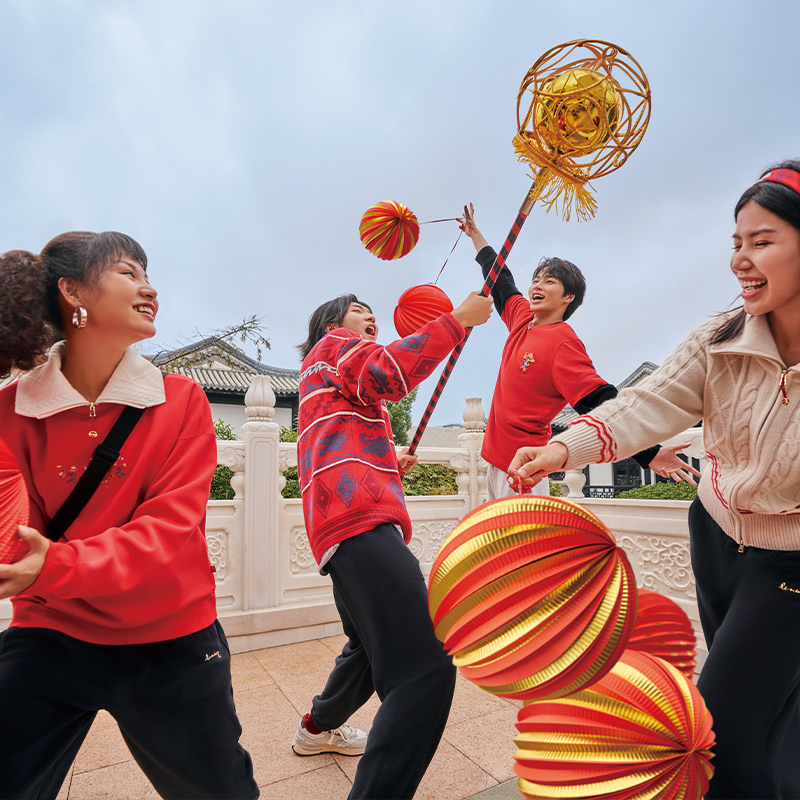 LI-NING/李宁男子日进斗金系列休闲宽松套头编织衫AMBU025-B品