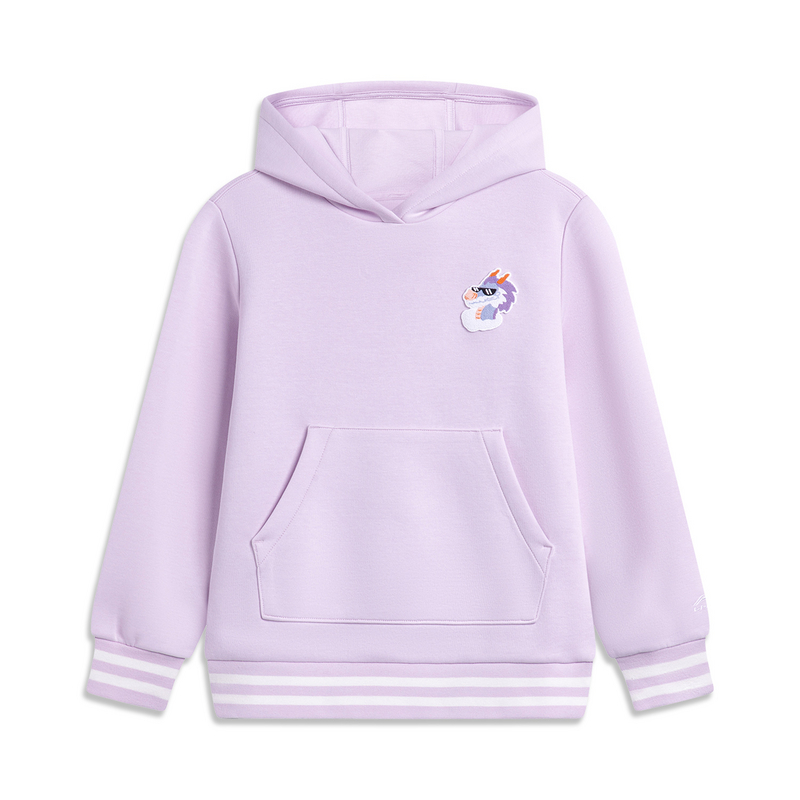 李宁童装运动生活系列女大童针织休闲宽松连帽卫衣YWDU020-3-B品