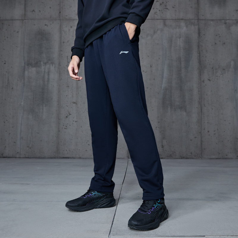 LI-NING/李宁男子健身系列休闲舒适百搭运动长裤卫裤AKLUA75-B品
