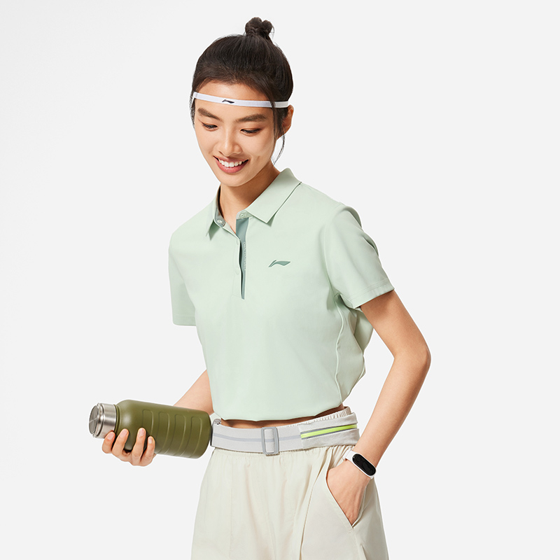 LI-NING/李宁新款简约女子百搭运动休闲短袖POLO衫APLU126-B品