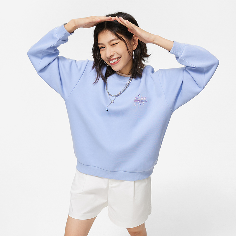 李宁运动生活系列女子套头春秋透气舒适百搭无帽卫衣AWDU038-5