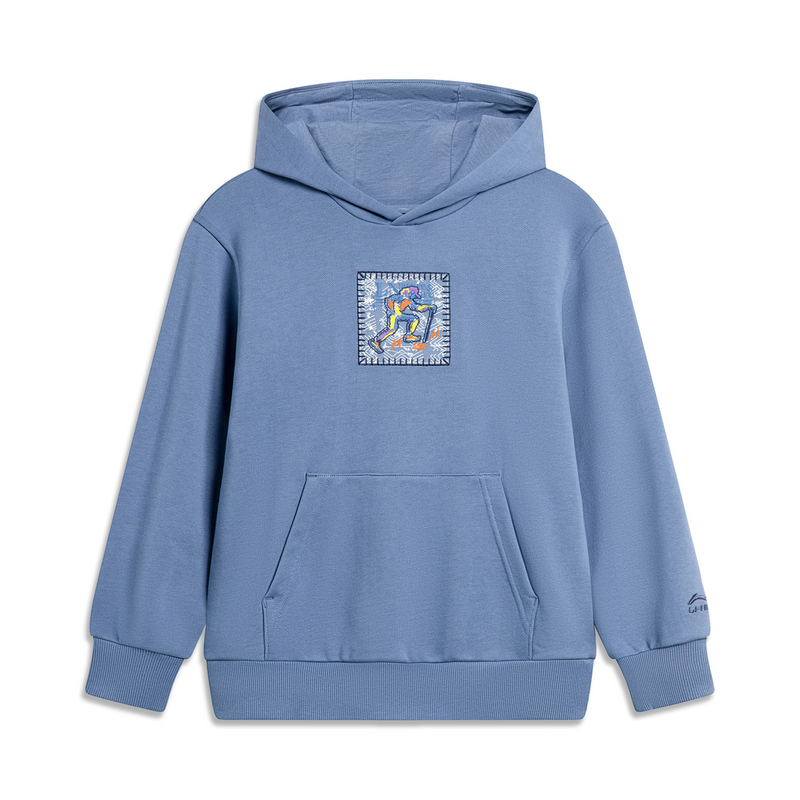 李宁卫衣男童春季运动时尚系列透气宽松套头连帽卫衣YWDU087-B品