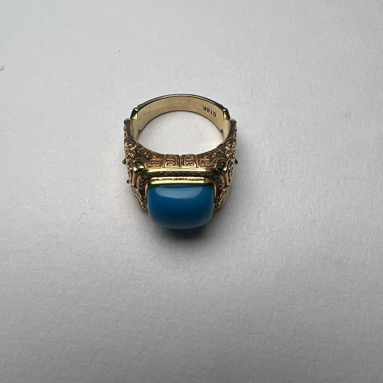 18k金镶嵌松石戒指天空蓝色气质