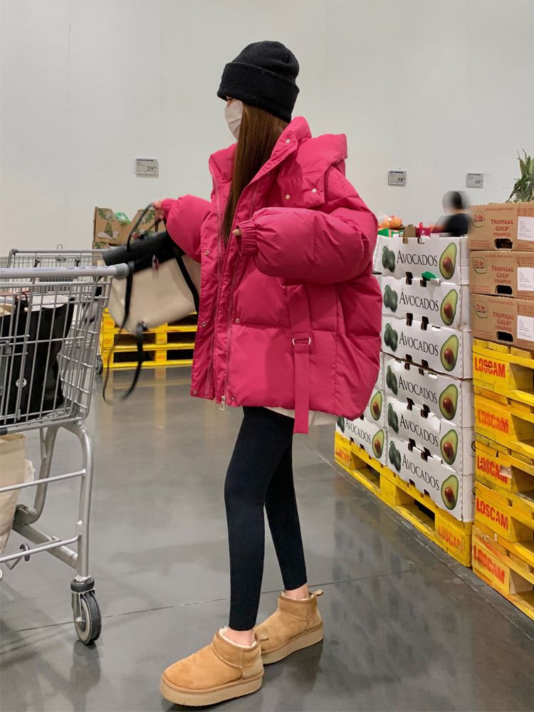 波司断码羽绒服火龙果色短款服冬季2023年新款韩版感小个子加厚面
