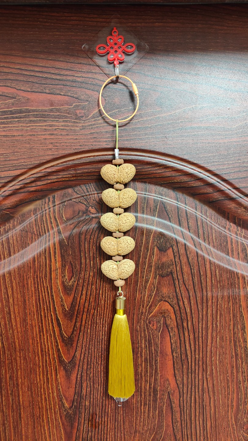 桃核文玩大钱袋子手工双棒钱串子挂件