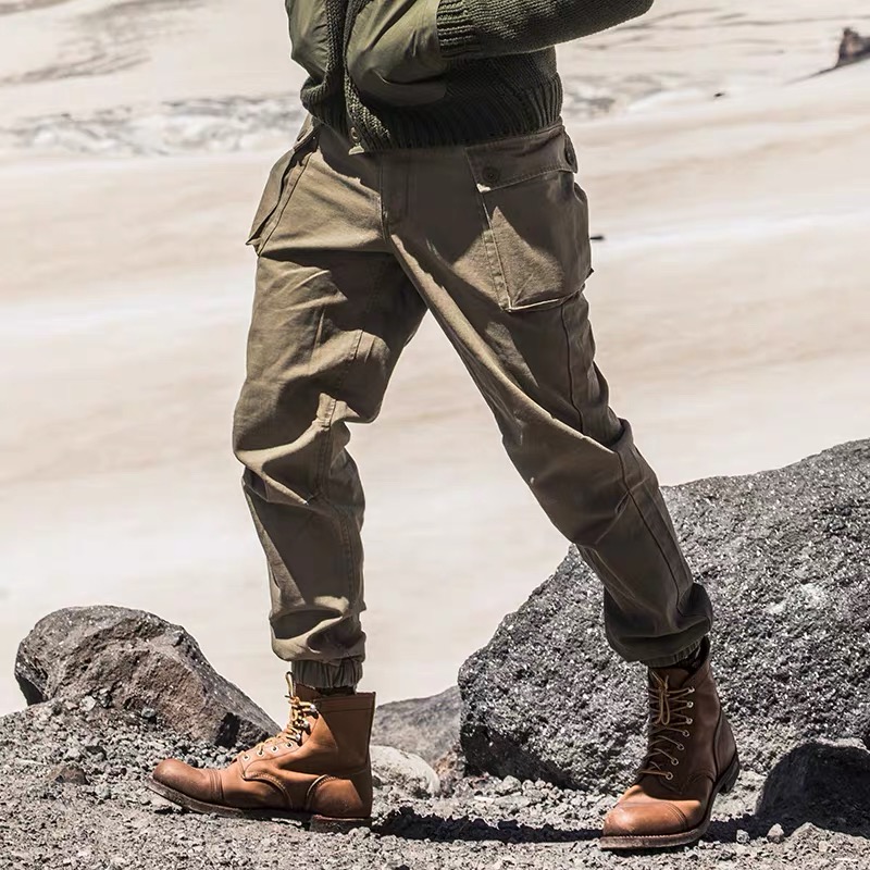 AKCLUB春秋户外登山重水洗复古立体口袋收脚口工装裤男士 1812707