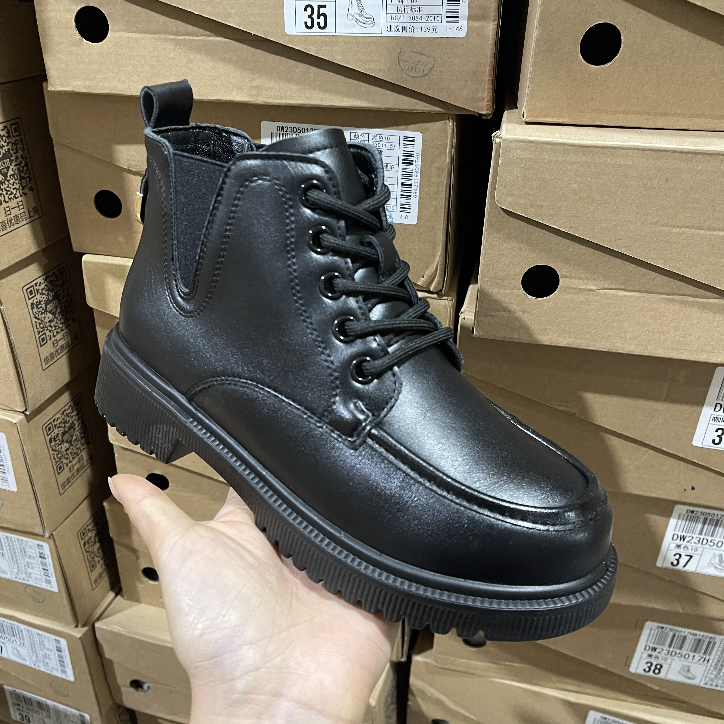 冬季5012加绒系带马丁靴棉靴23D