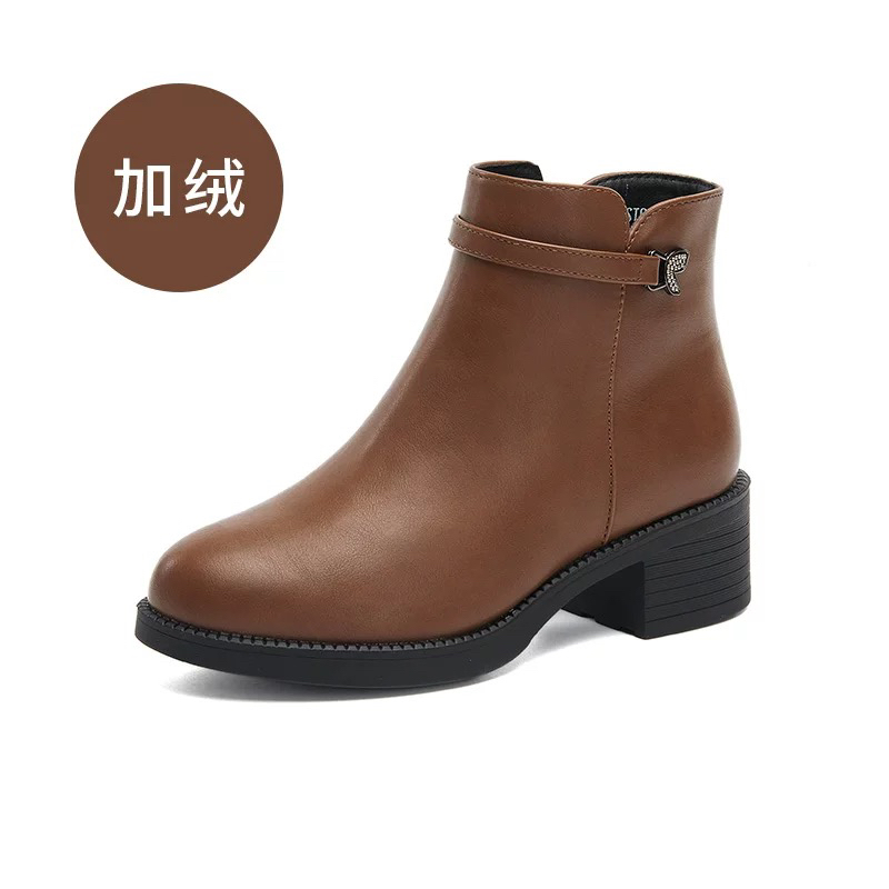 冬季1046加绒低跟时尚短靴女23D