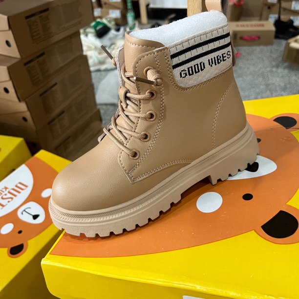 DT冬季1607加绒男女童马丁靴短靴23D