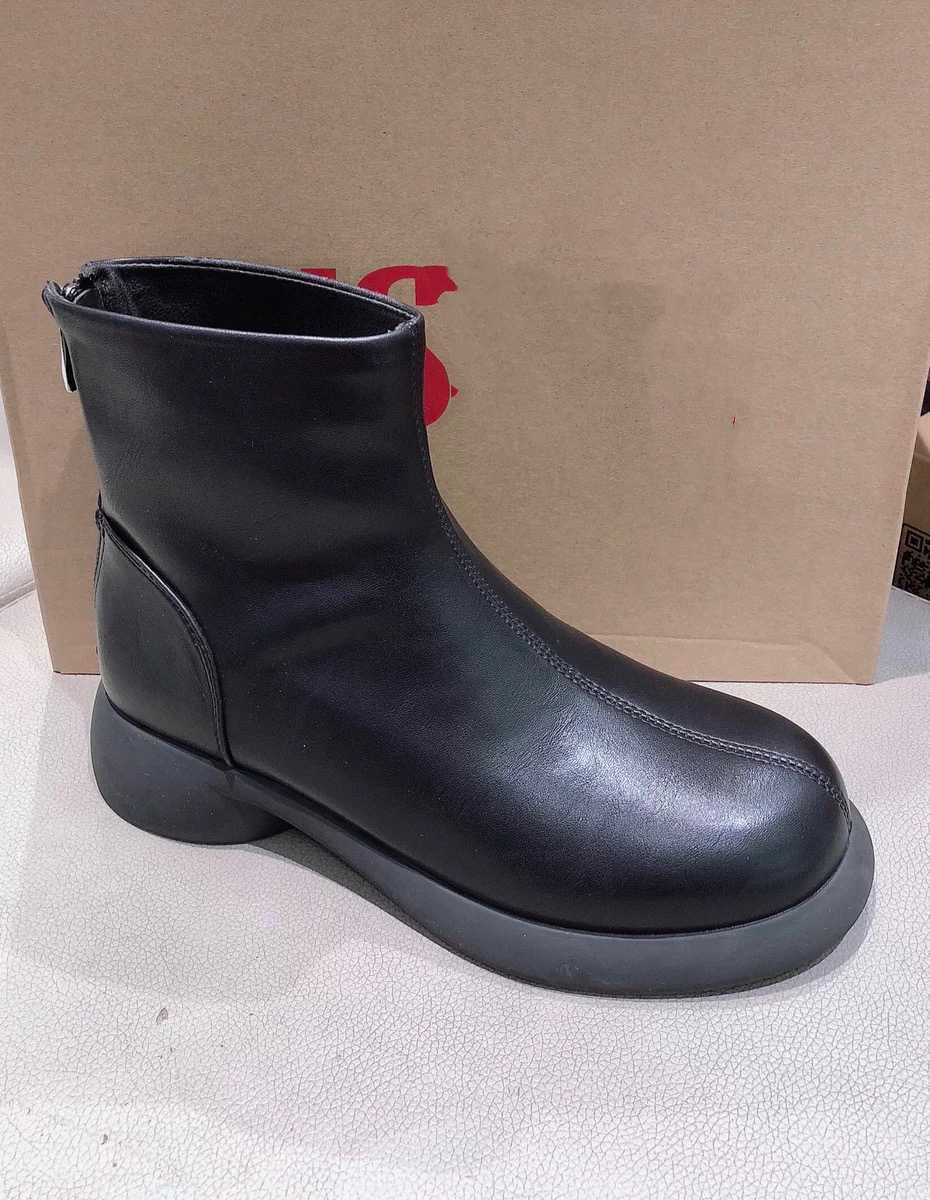 冬季1113加绒平底短靴女23D