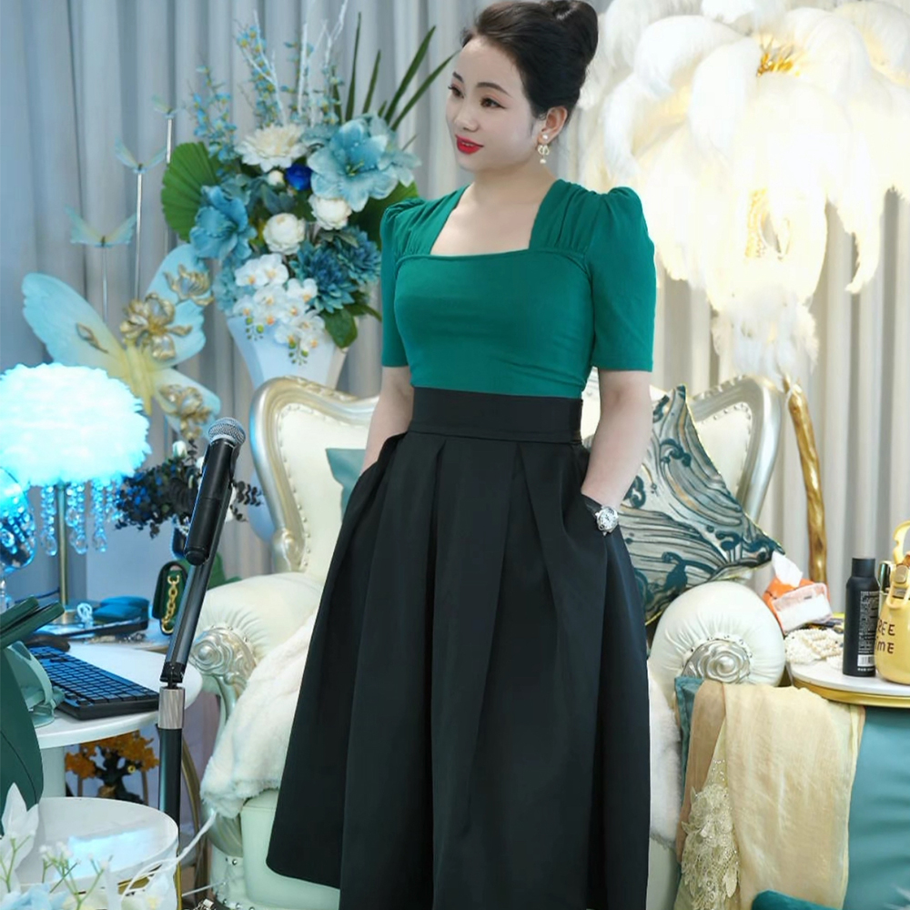 【玉儿同款】YUMEI LUXE简约女装&春秋 夏季修身&高贵黑色 单半身裙