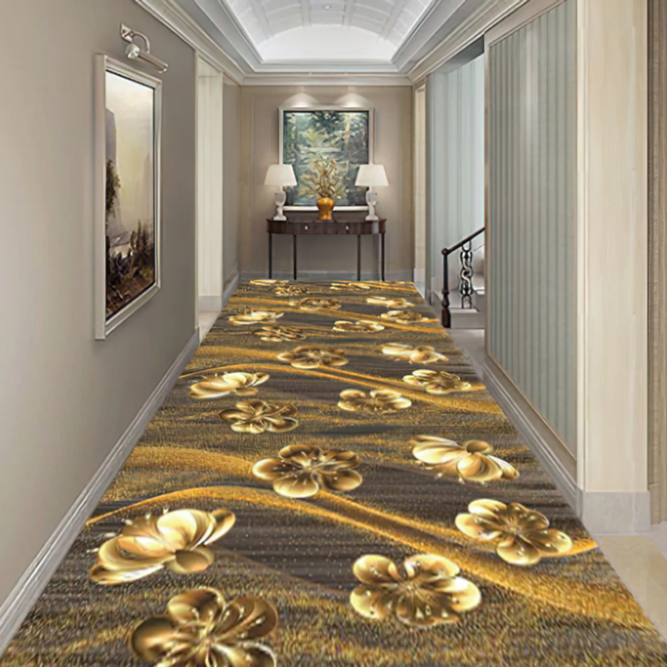 奢华欧式客厅走廊地毯酒店长条床边毯大面积防滑地毯过道吸水地垫