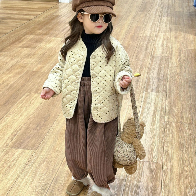 女童棉衣2023秋冬新款韩版宝宝宽松点点外套高品质男女童百搭童装