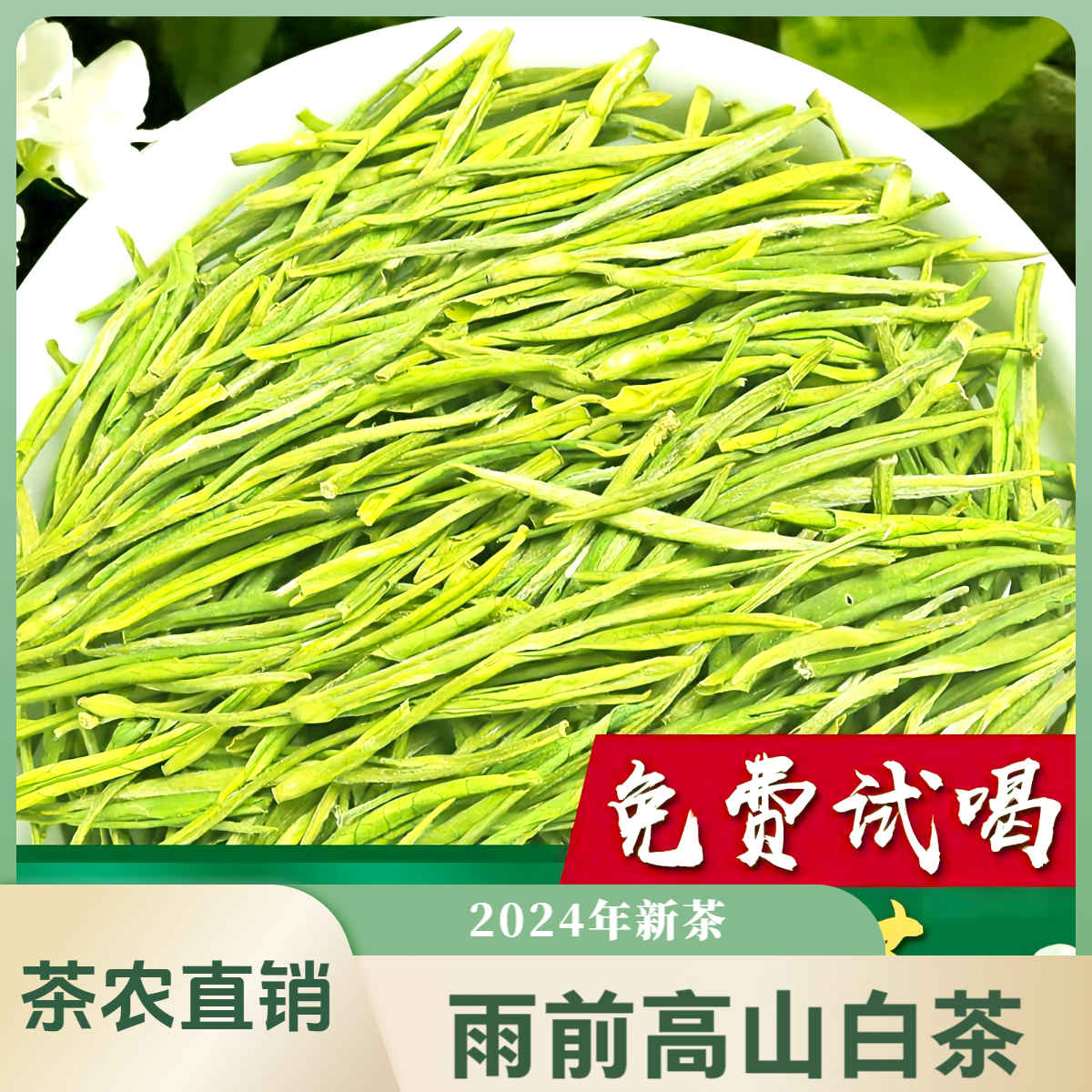 浓香【口粮白茶】安吉高山新茶雨前正宗批发特产绿茶珍稀白茶口粮茶