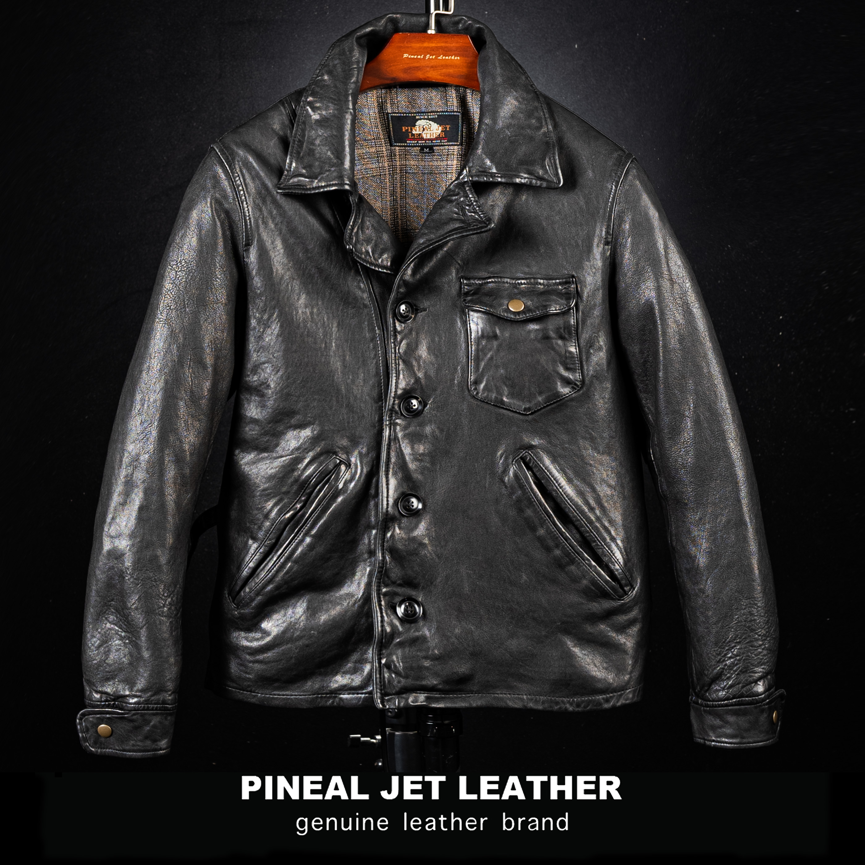 PJL新款日系复古羊皮休闲男款经典小熊系列复古羊皮加州小熊K