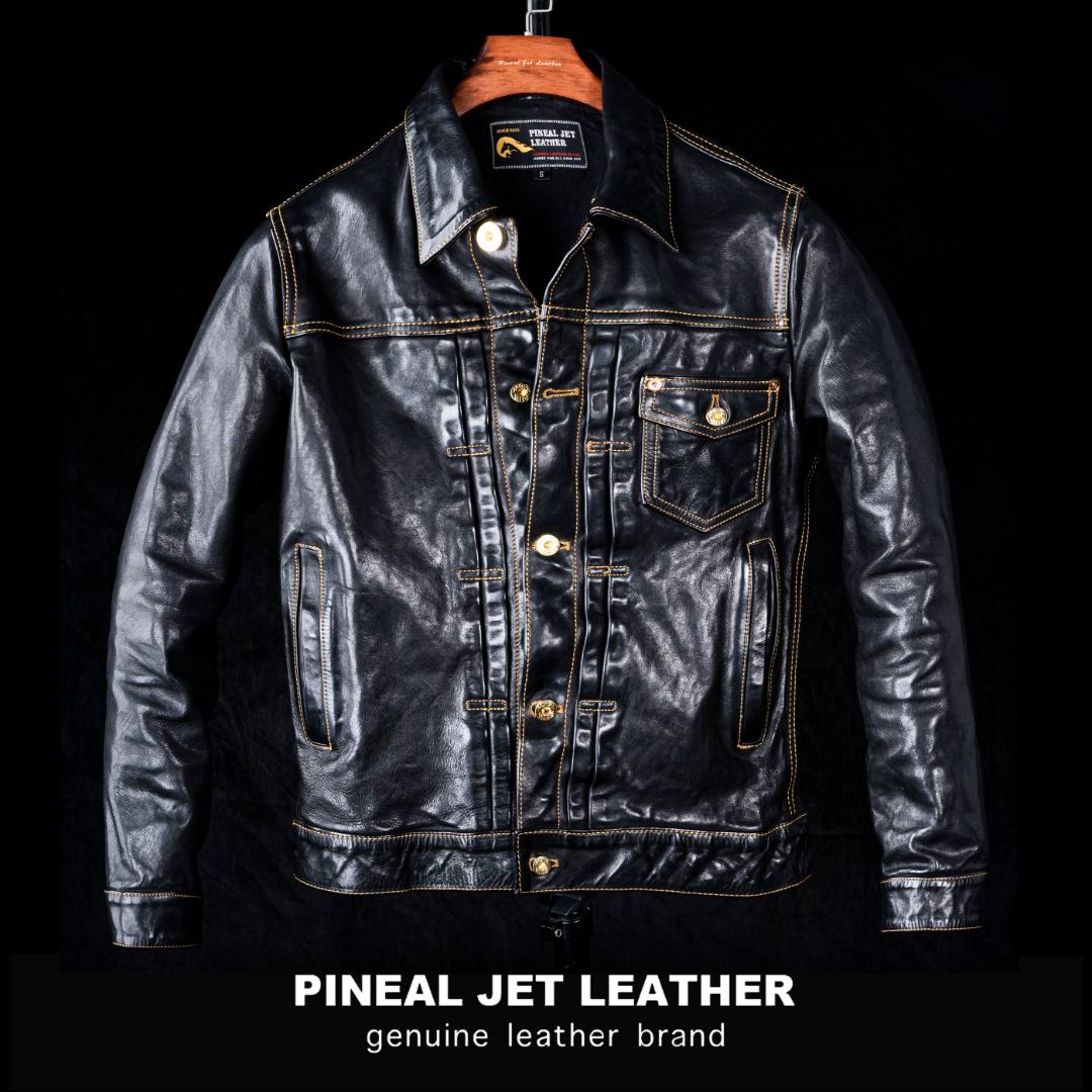 PJL工装牛仔506男款头层马皮日系复古做旧皮夹克皮外套马皮506K