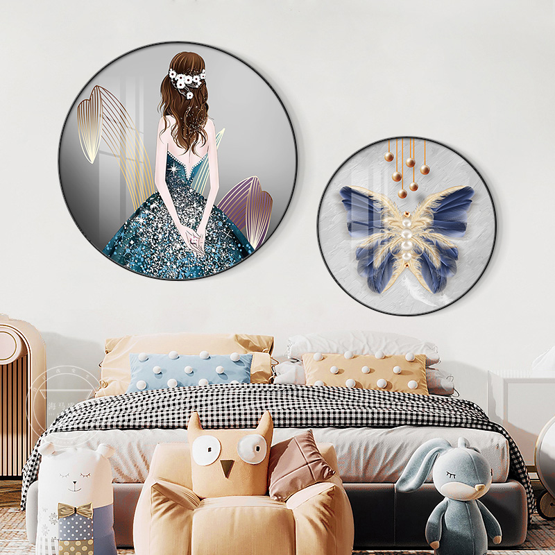 主卧室儿童房装饰画高清晶瓷画男孩女孩卧室床头画