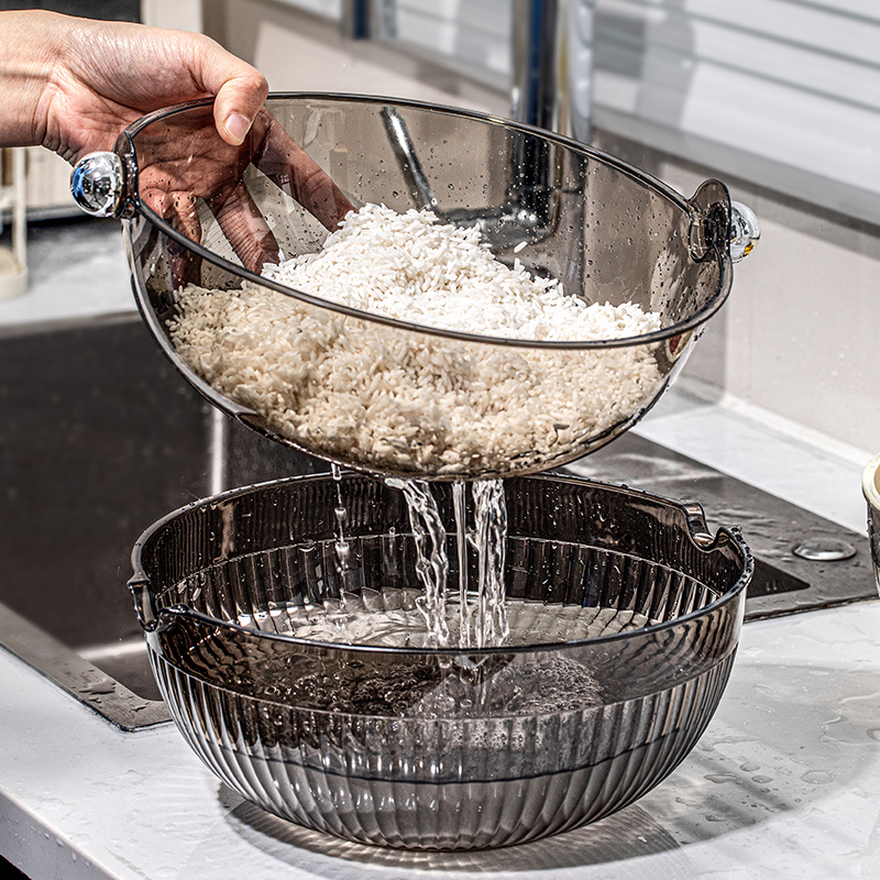 双层淘米篮洗菜盆沥水篮子厨房洗水果菜篮家用客厅水果盘淘米神器