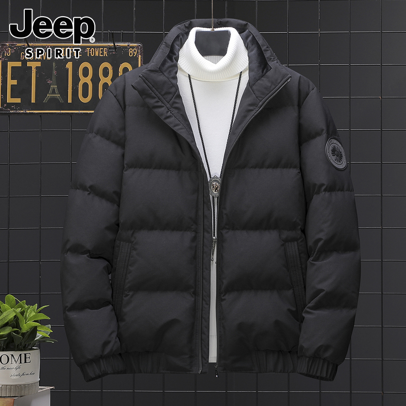 Jeep吉普羽绒服男款冬季立领面包服加厚保暖男士羽绒服外套男装