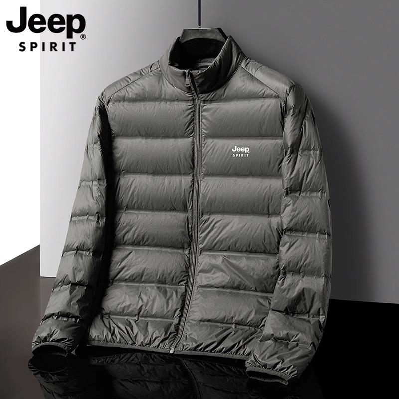 Jeep吉普羽绒服男款冬季轻薄潮流白鸭绒外套休闲青年立领羽绒保暖