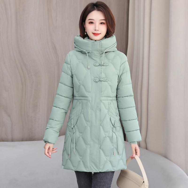 冬季棉服女2025中长款棉衣新款修身显瘦加厚大码外套女士保暖棉袄