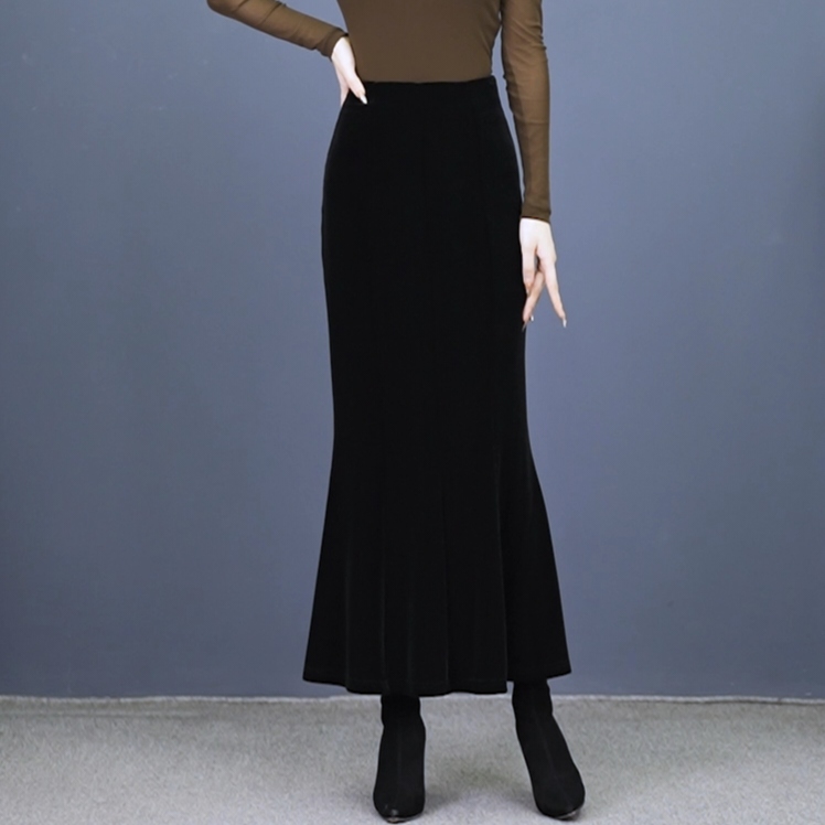 半身裙女2024秋冬季新款时尚垂坠感鱼尾裙高腰显瘦包臀裙