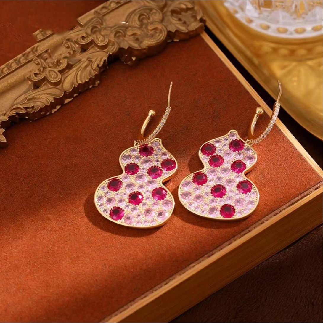 铜合金合成锆石耳饰 【梦华录】小众设计感重工复古新中式气质-647