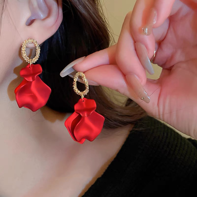 铜合金耳饰 【氛围感】性感洋气红色气质时尚百搭设计感-668