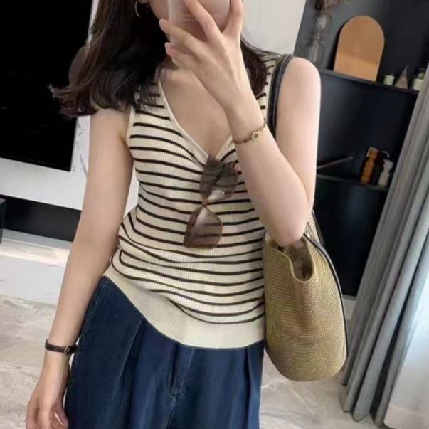 夏季条纹U领百搭无袖背心（完美主义勿拍）