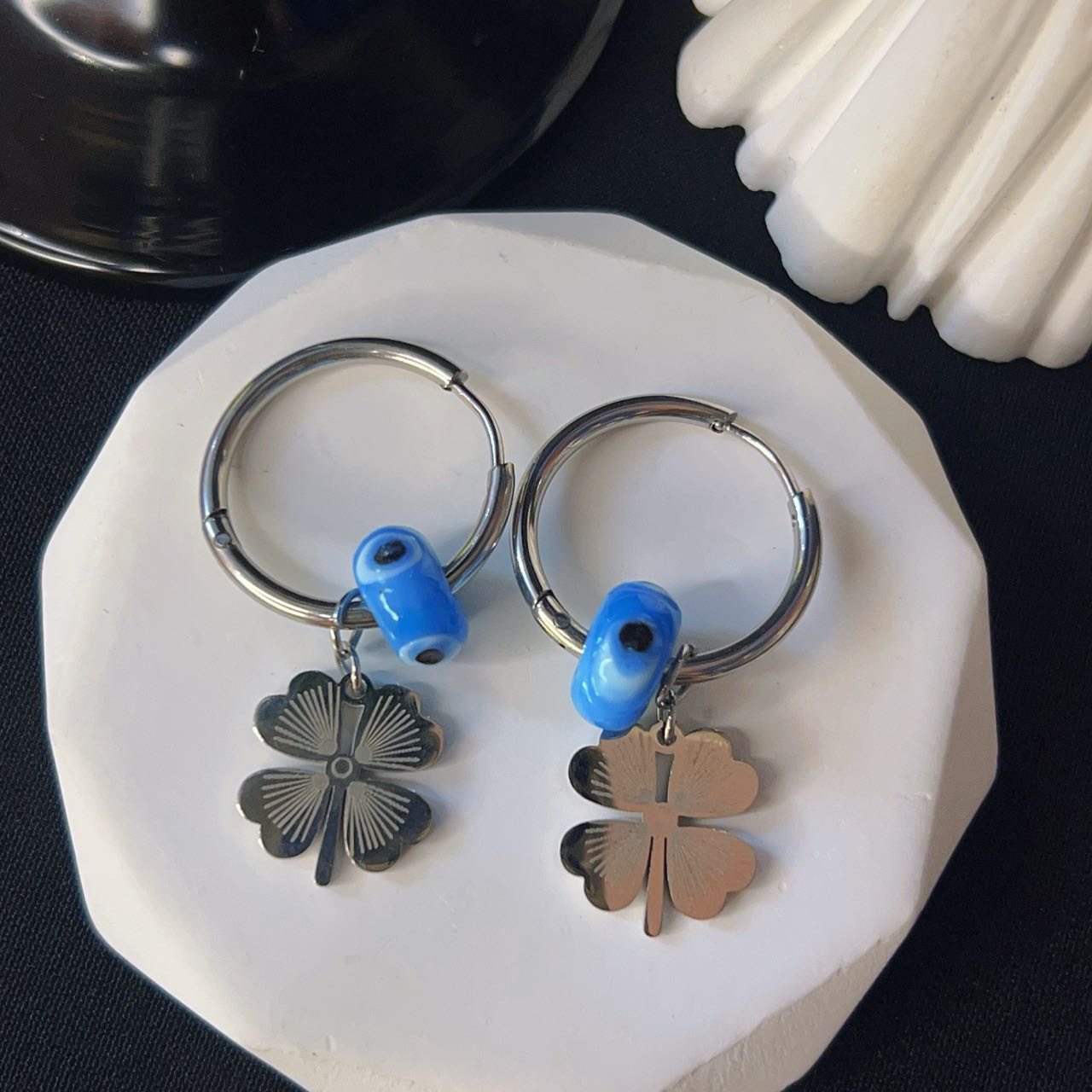 钛钢亚克力耳饰 哈尼西牧钛钢时尚耳环#0007406