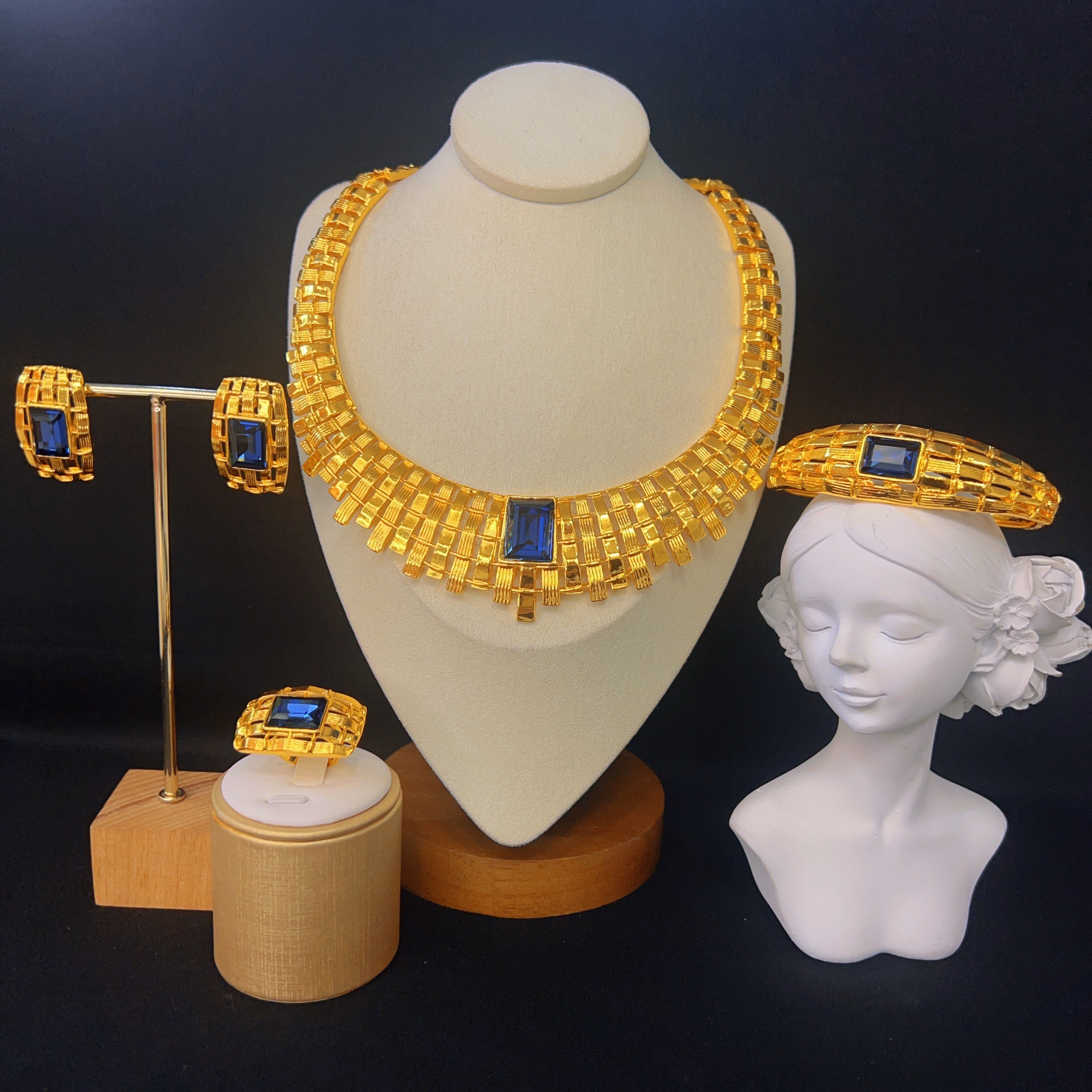 铜合金项链 哈尼西牧铜合金时尚华丽四件套#0007597