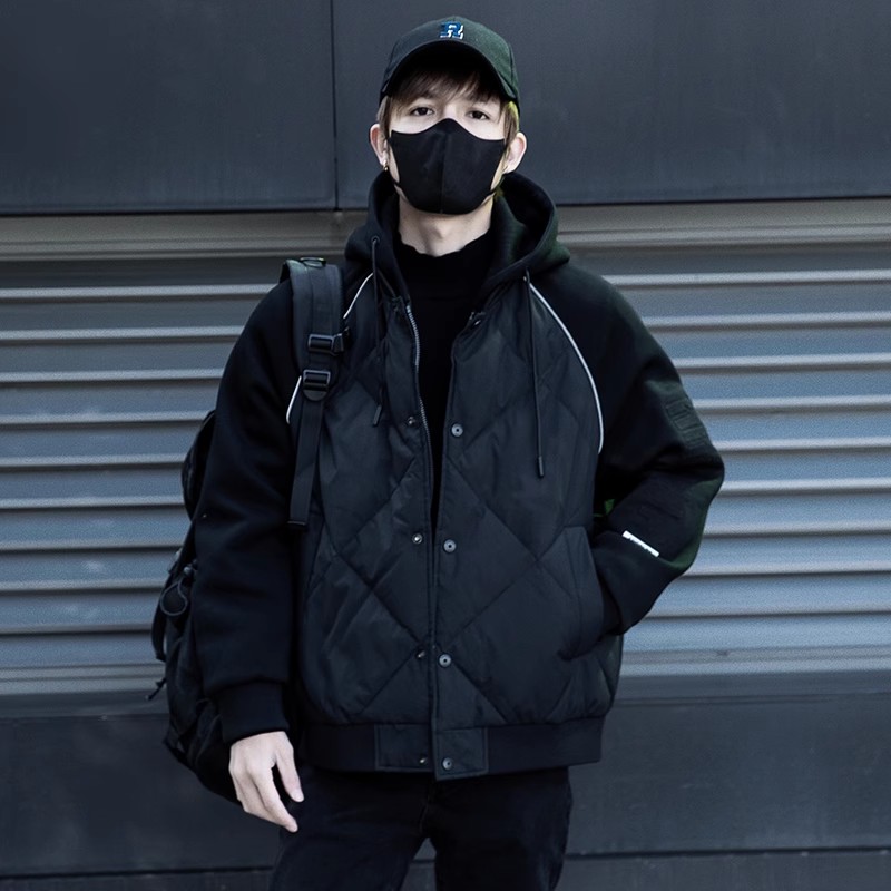 男士连帽短款冬季轻薄羽绒服2023新款男生秋冬潮流休闲外套青少年
