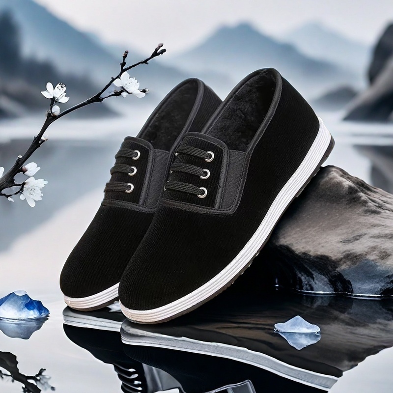 新款老北京千层布鞋男女透气厚底松紧口一脚蹬休闲平底布鞋灯芯绒