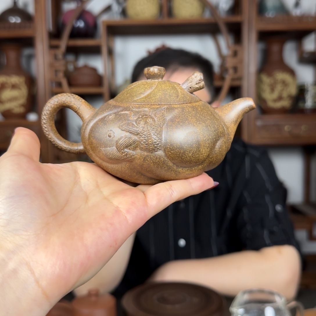 紫砂茶壶还原烧 鱼化龙