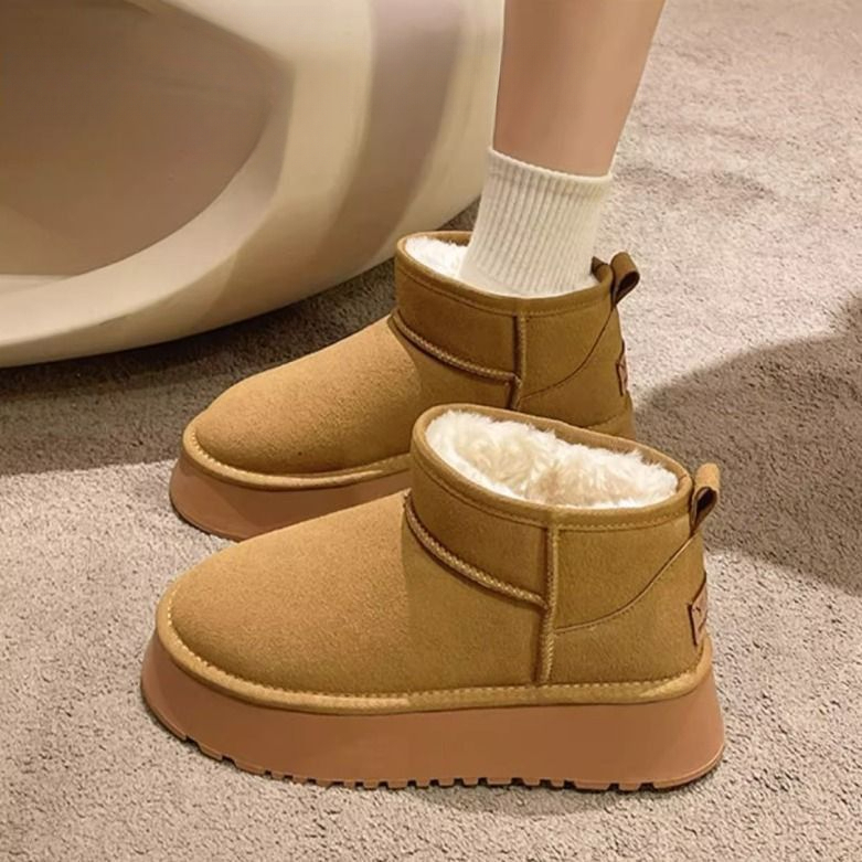 雪地靴女厚底2023冬季新款加绒时尚百搭加厚增高短筒户外保暖靴子