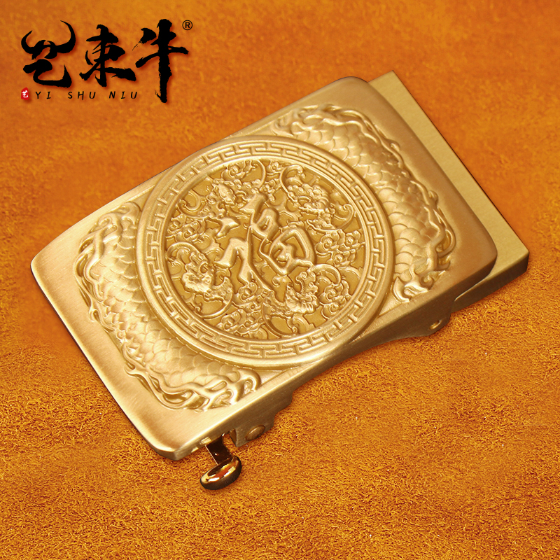 【黄铜浮雕福字自动扣】3.5 皮带头黄铜自动扣头高档铜扣卡槽