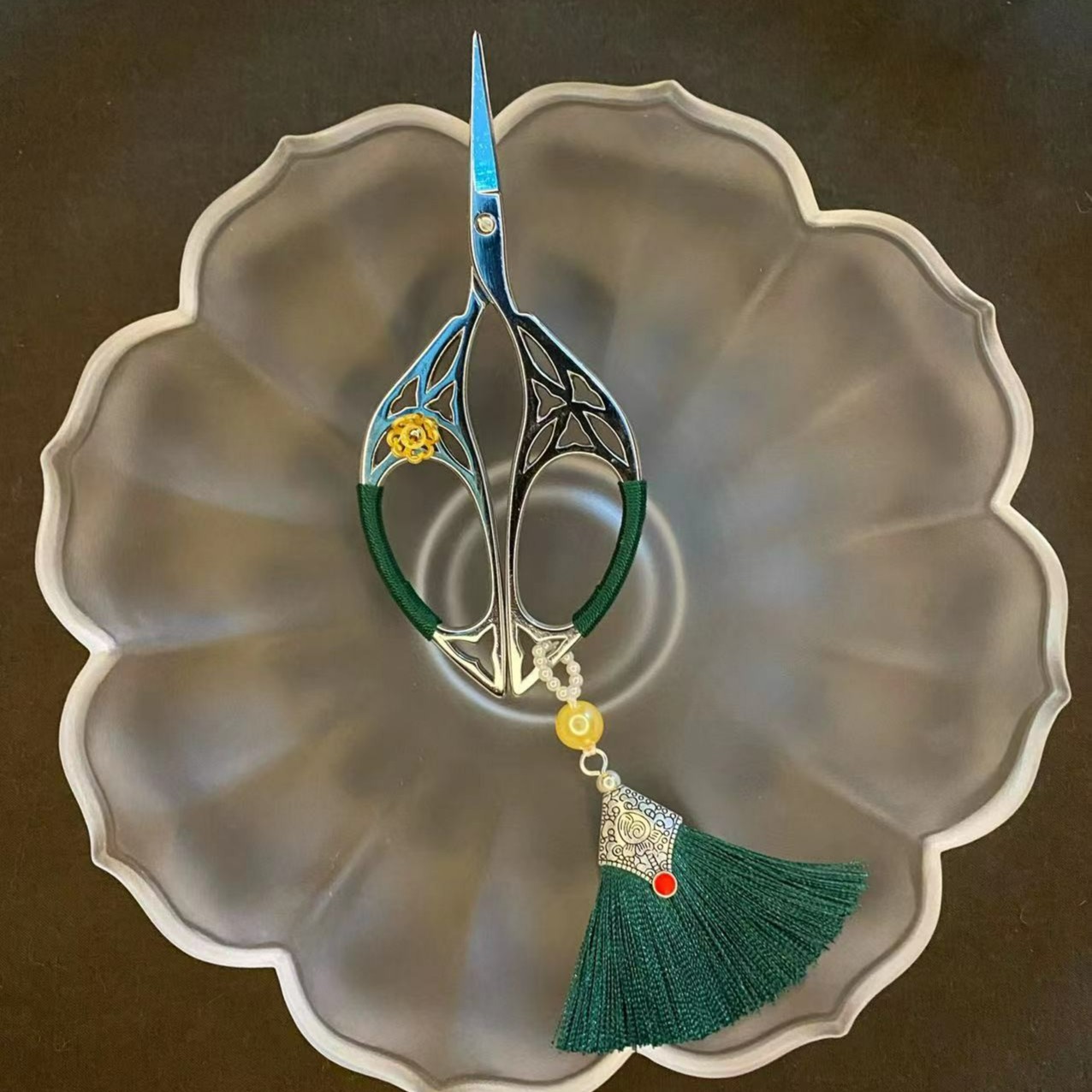 手工编制《幽草》精致高档茶道小茶剪 剪刀 剪茶叶