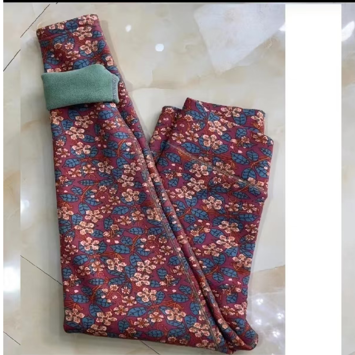 女士加绒加厚印花保暖打底裤