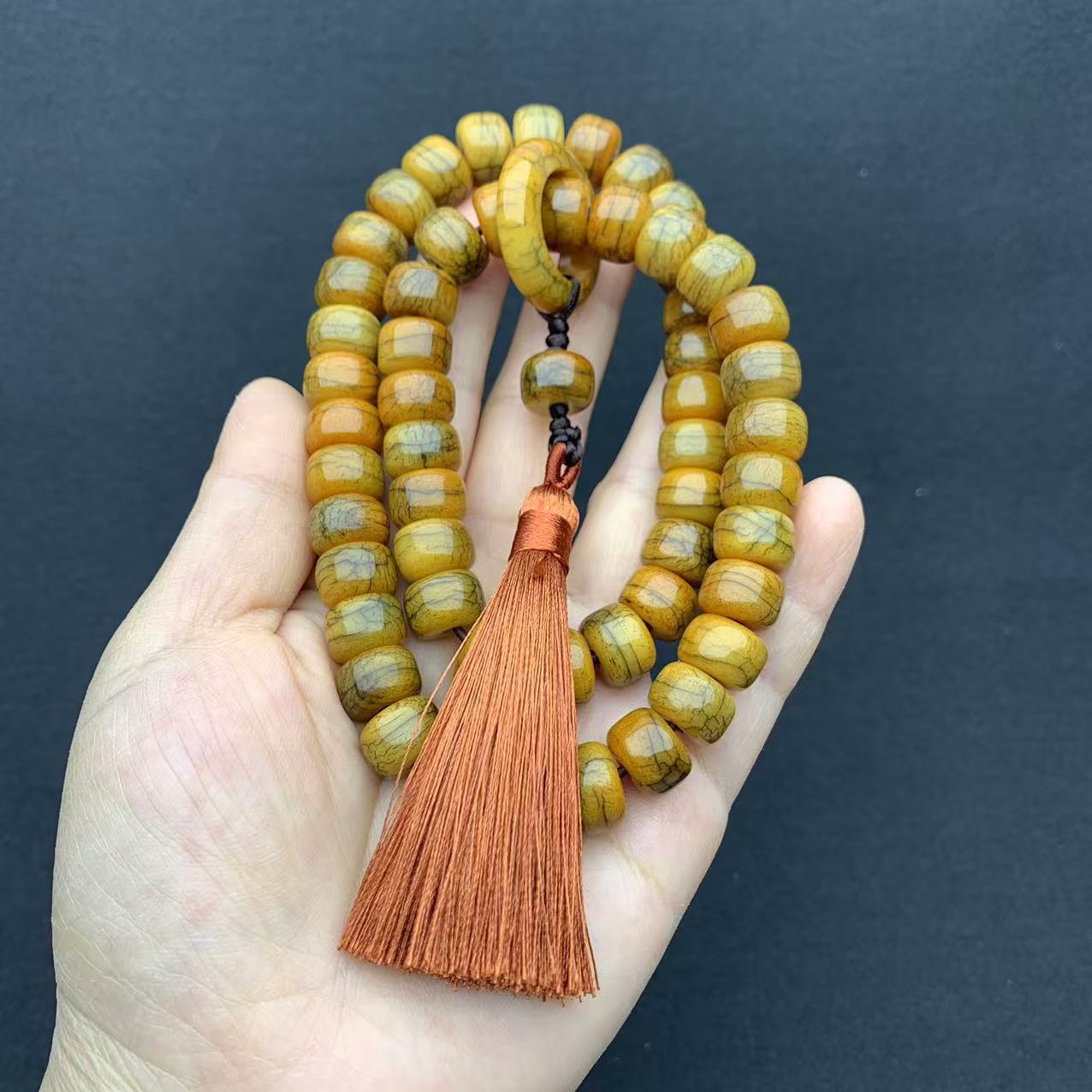 非金属皮质手链 时尚民族风桶珠流苏手串手持黄色复古藏式多圈