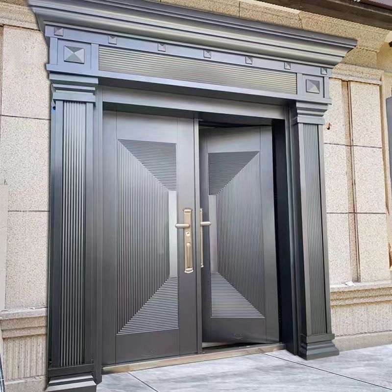 锌合金仿铜别墅大门双开门农村自建房入户门堂屋四开大门进户门
