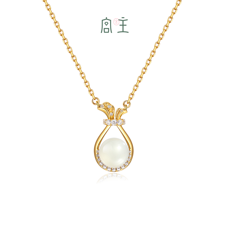 FANCI/范琦×宫主纳福如意项链精致镶玉时尚气质精致送妈妈礼物