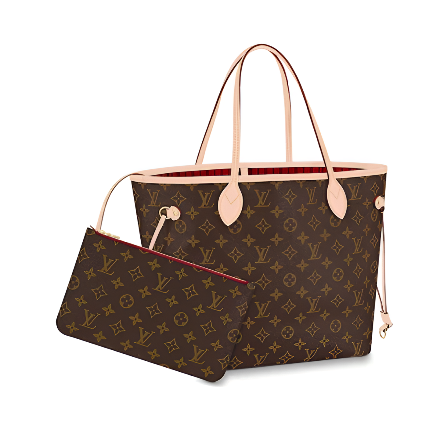 99新 LouisVuitton/路易威登 老花托特购物袋中号红色内里/未使用