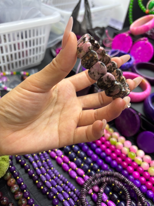 非金属珐琅手链 南非 老料泥地樱花粉舒时尚精致意境手牌