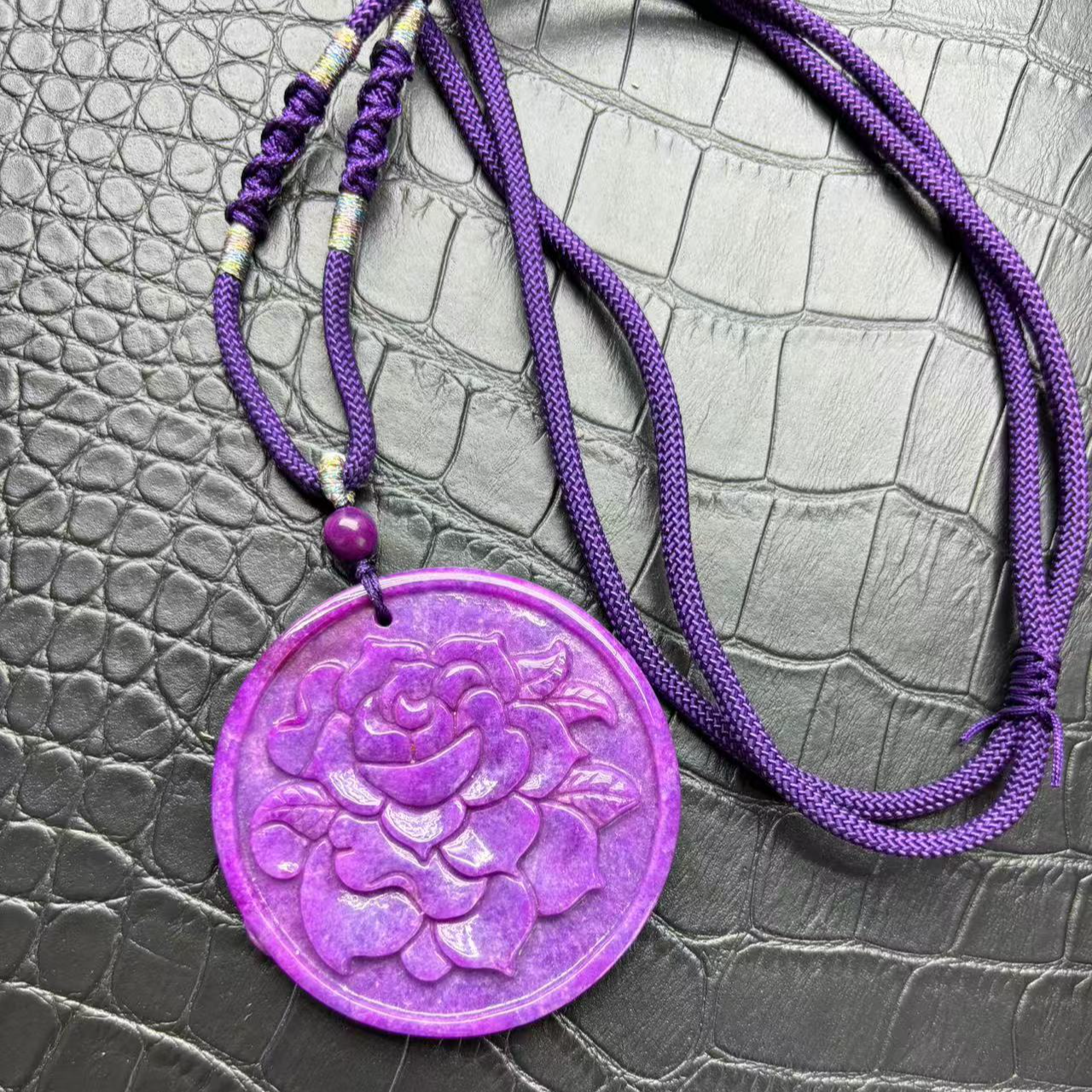 非金属珐琅吊坠 01皇家老油料紫舒圆牌吊坠